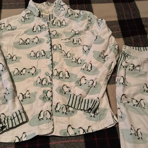 MUNKI MUNKI Penguins flannel Pajama set S - Picture 1 of 8